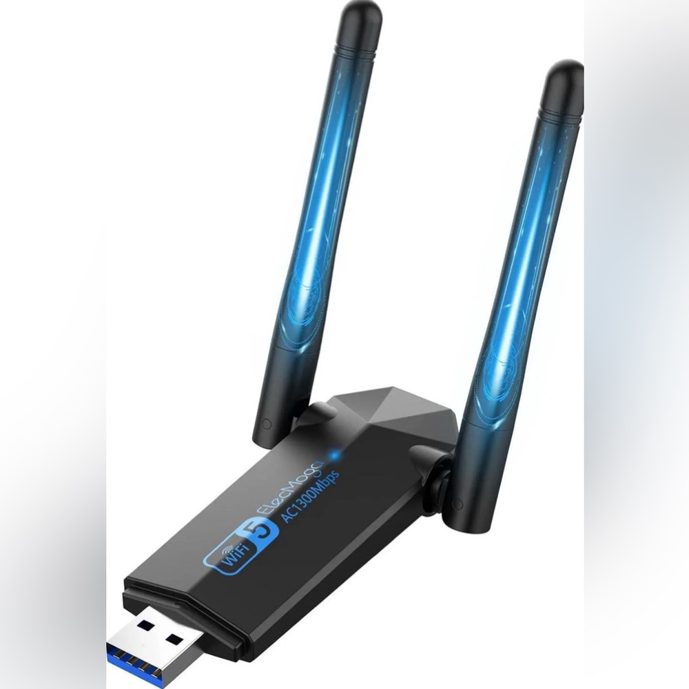 USB- WiFi Adapter- AC1300Mbps Dual band 2.4G/5G- USB 3.0- Black- PC/Laptop/Mac